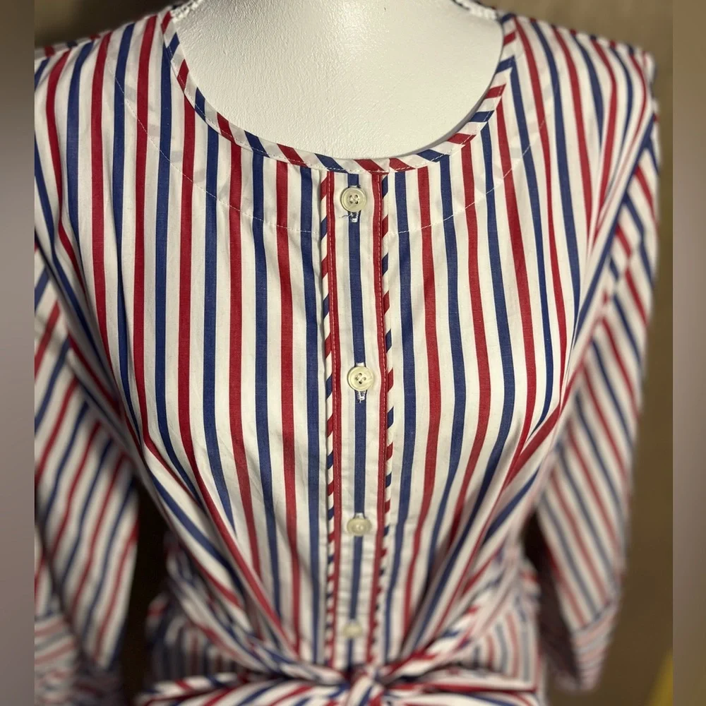 J. Crew Gabriola Ruffled Striped Cotton Shirt Midi Dress Spring Event 10